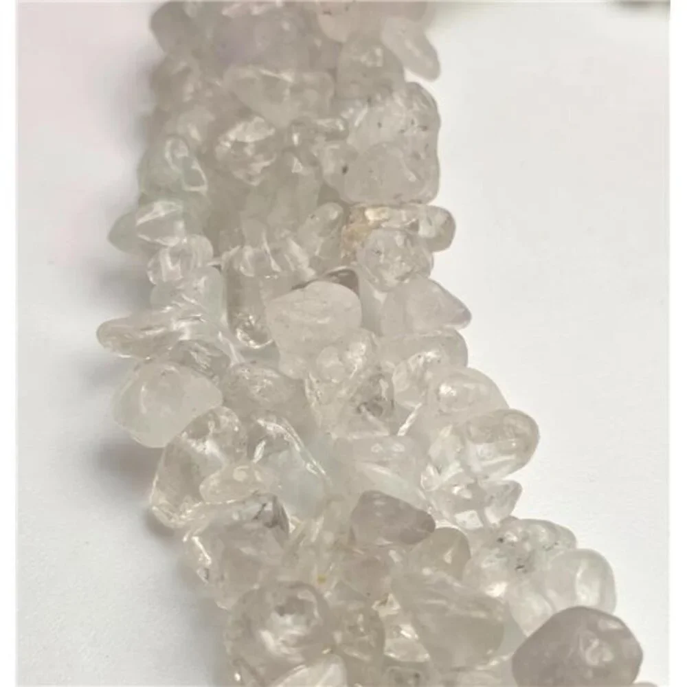 Clear Quartz Chip Necklace Earrings Set Natural Crystal Statement 21 In Adj.
